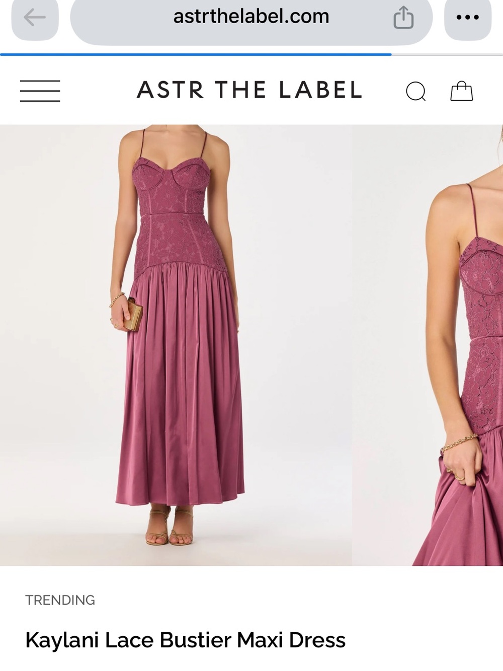 Astr Mauve Lace Bustier Maxi Dress